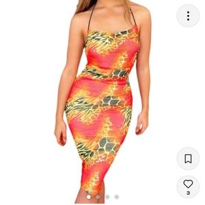 I.AM.GIA Azalea Dress - Multianimal Pattern - Orange and Yellow (Size: M)